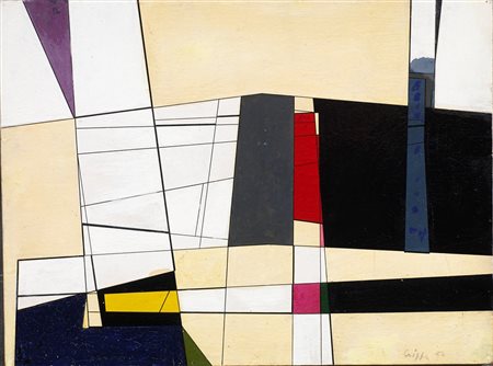 Roberto Crippa (1921-1972), Composizione, 1950, olio su tela, cm 30x35...