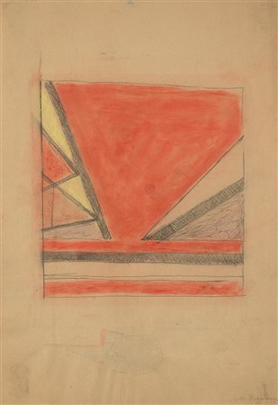 Mauro Reggiani (1897-1980), Composizione, 1966, pastelli su carta, cm 37,5x25...