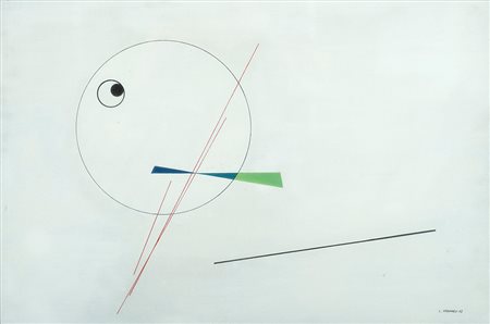 Luigi Veronesi (1908-1998), Composizione, 1942, olio su tavola , cm 40x60...