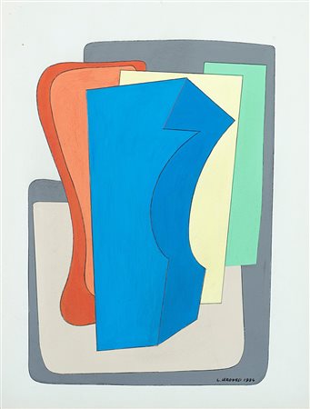 Luigi Veronesi (1908-1998), Composizione, 1934, tecnica mista su cartoncino ,...