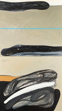 Concetto Pozzati (1935-2017), Dittico figurale, 1961, olio su tela, cm 121x70...