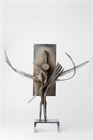 Agenore Fabbri (1911-1998), Uccello I, 1968, ferro cromato, cm 56x60x11...