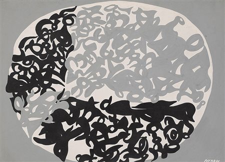 Carla Accardi (1924-2014), Pianeta, 1959, tempera alla caseina su cartone, cm...