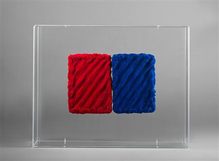 Pino Pinelli (1938), Pittura R. BL., 2010, tecnica mista su due elementi , cm...