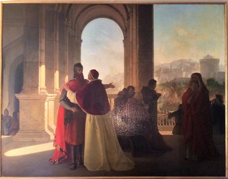 ANTONIO CISERI, 1821 - 1891 Dipinto olio su tela raffigurante "il sacco di...