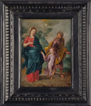 DIPINTO, Attr. Theodor Van Thulden 1606-1669 "Sacra famiglia" olio su rame -...