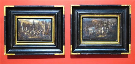 MICCO SPADARO, Micco Spadaro (1610/1675) attr. Coppia dipinti olio su tela...