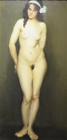 DIPINTO, Dipinto olio su tela - cm 60 x 122 - raff. "nudo di donna" - Thomas...