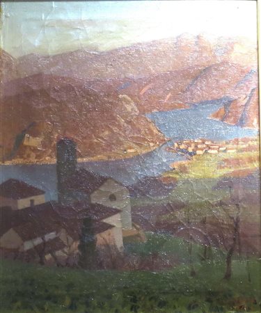 ORESTE ALBERTINI, Oreste Albertini (1887/1953) olio su tela raff. "Veduta del...
