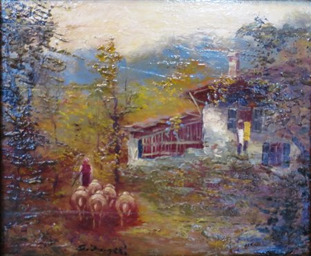 GAETANO FRIGERI, Gaetano Frigerio (1903/1973) olio su tavola raff. "Contadino...