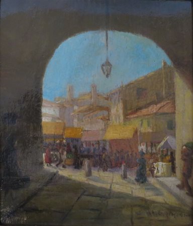 ALFREDO DI ROMAGNA, Alfredo di Romagna (1913/1979) olio su tavola raff....