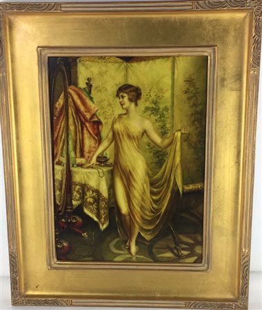 RONDELLO, Rondello olio su tela raff. "Figura femminile" - cm 28 x 38