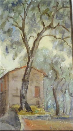 EMILIO VITALI, Emilio Vitali 1901/1980 olio su masonite - cm 12.7 x 22.5 -...