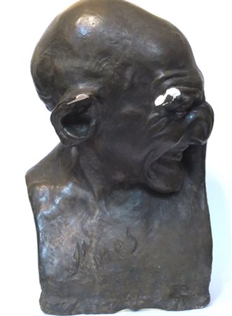 SCULTURA, Scultura in gesso dipinto raff. "Volto di Minosse" - h 48 cm - Difetti