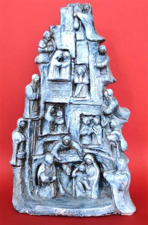 TERRACOTTA, Presepe in terracotta smaltata - h 53 cm