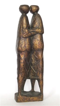 GIOVANNI CONSERVO, Giovanni Conservo scultura in legno raff. "Coppia" -...