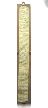 PERGAMENA, Antico scritto su pergamena in ebraico - cm 71 x 7.5