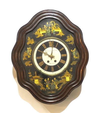 OROLOGIO, Orologio da parete con decoro a cineserie Torino Fratelli Bertole...