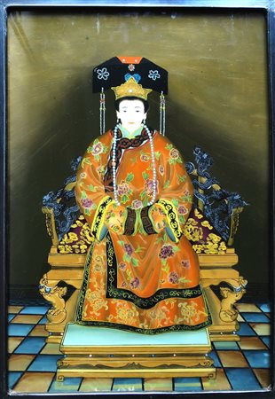 DIPINTO, Dipinto su vetro raff. "figura di nobile" - cm 65 x 45 - Cina