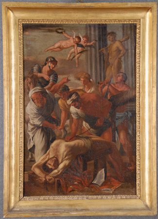 DIPINTO, Dipinto olio su tela raff. "Martirio" - cm 45 x 68 - fine XIX sec.