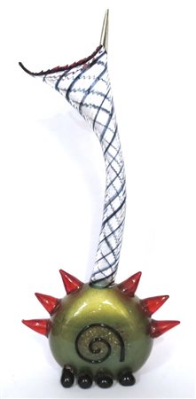VASO, Vaso in vetro - Murano - firmato alla base - h 63 cm - Difetti