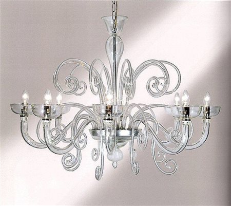 LAMPADARIO, Lampadario vetro di Murano a otto luci altezza cm 85 larg. cm 90