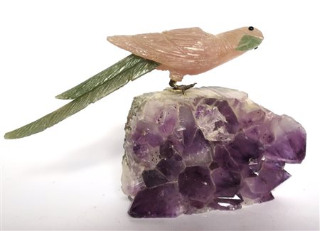 CINA, Pappagallo in quarzo - cm 18.5 x 11.5 - Cina