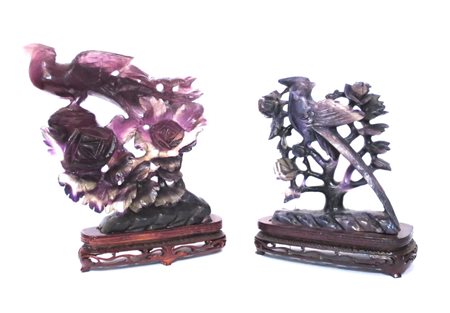 QUARZO, Coppia di sculture in quarzo a motivi zoomorfi - cm 21 x 20 e cm 14 x...