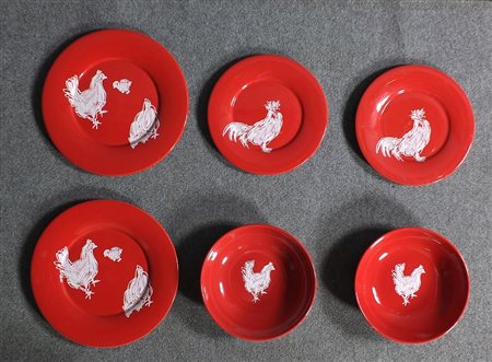 PIATTI, Due piatti piani, due piatti fondi e due da servizio - Manifattura...