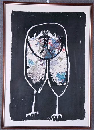 CRIPPA, Roberto Crippa litografia raff. "Gufo" - cm 50 x 70 - firmato in...