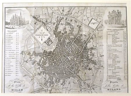 STAMPA, Stampa raff. "pianta di Milano" - cm 27 x 20