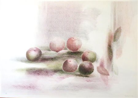 LAVAGNINO, Lavagnino serigrafia 2/125 raff. "natura morta e mele" - cm 50 x 70