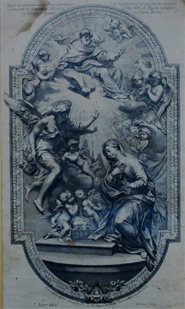 STAMPA, Stampa raff. "Soggeto religioso devozionale" - cm 43.5 x 26