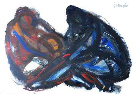 DIPINTO, Tecnica mista su carta raff. "Famiglia" - cm 70 x 100 - firmato in...