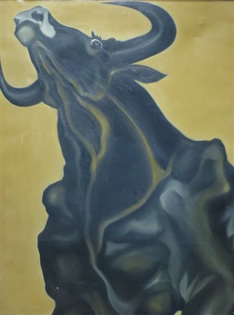 ALBERTO CROCE, Alberto Croce (1933/2014) olio su tela raff. "Toro" - cm 60 x...
