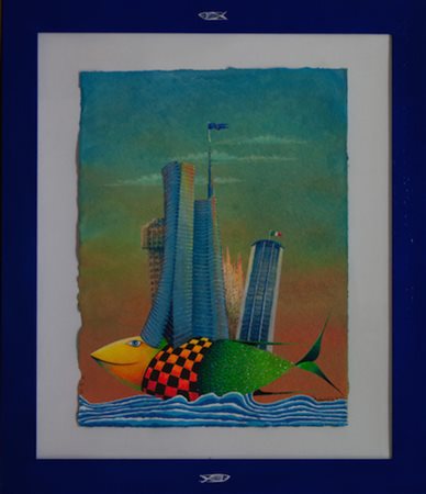 MELONISKI, Meloniski da Villacidro "Pesce sognatore" tecnica mista su carta...