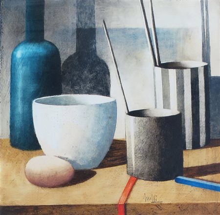 MARCELLO SCUFFI, Dipinto olio su tela "natura morta" cm 28 x 28