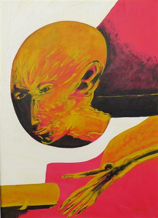 REMO BRINDISI, Dipinto olio su tela "volto" cm 70 x 50