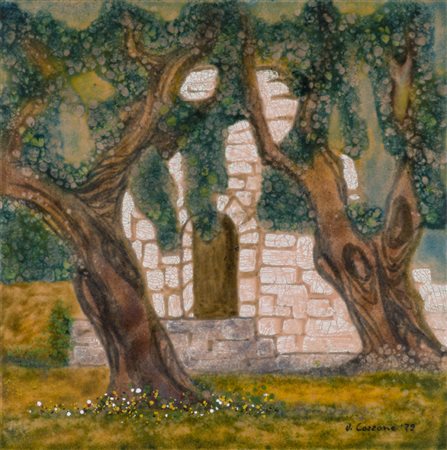 VIRGINIA COZZONEUlivi, 1979Smalto a fuoco su ramecm 28x28Firma e datazione al...