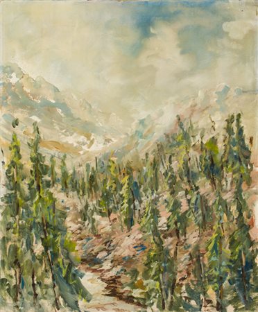 GIUSEPPE LIGONTOPaesaggio boschivo, 1977Olio su telacm 60x50Firma e datazione...