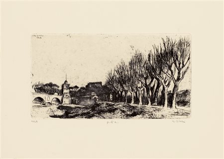ALBERTO ZIVERI (1908-1990)Senza Titolo (Ponte Milvio), 1949IncisioneLastra cm...