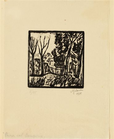 NICOLA GALANTE (1883-1969)Paese sul Sangone, 1935Xilografia su carta velina...