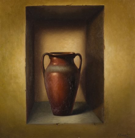 ANTONIO NUNZIANTE (1956)Il vaso rossoOlio su telacm 30x30Firma al fronteFirma...