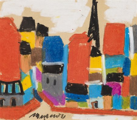 SANTE MONACHESI (1910-1991)ParigiPastelli ad olio su cartacm 15x18Firma al...