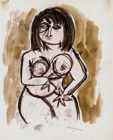 GIUSEPPE MIGNECO (1908-1997)Senza TitoloTecnica mista su carta intelatacm...