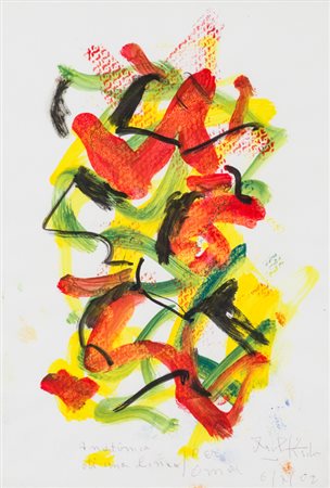 IBRAHIM KODRA (1918-2006)Una linea, 2002Tecnica mista su cartacm...