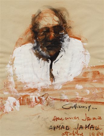 GIANCARLO CAZZANIGA (1930-2013)Ahmad Jamal, 1989Tecnica mista su cartacm...