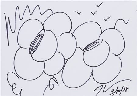 JEFF KOONS (1955)Flower drawing, 2018Pennarello su cartacm 21x29,5Firma e...