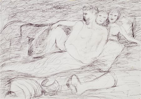 SALVATORE FIUME (1915-1997)Senza Titolo, anni '70Biro su cartacm 24x34Firma...