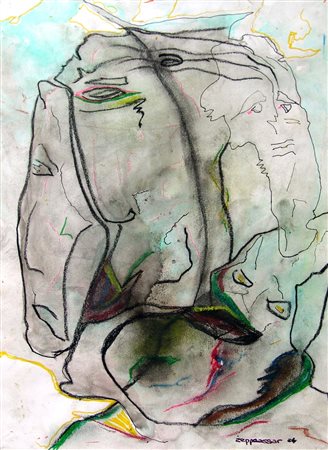 Zepp Cassar 1962, Qormi - [Malta] 4 facce tecnica mista su carta 29x20 cm...